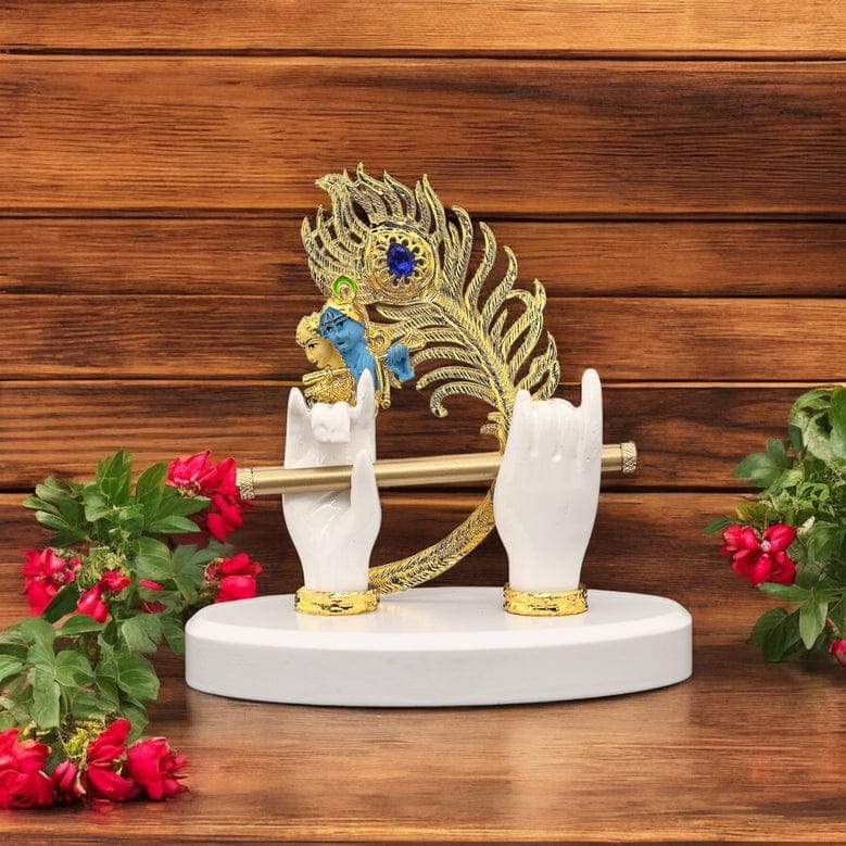 Polyresin Krishna Flute Hands Idol Exquisite Spiritual Showpiece for Home & Office