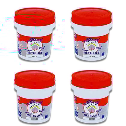 1001 Glossy Universal Metallic Paint Set | Gold, Silver, Bronze,Copper | Luxury Smooth Finish | Art and Craft Use | non-toxic | non-fading | 4 Shades Combo | 4X200ml