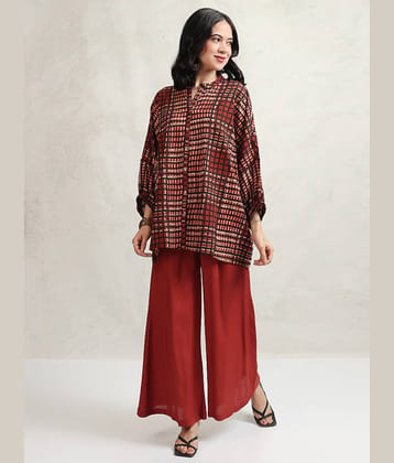 Vishudh Women Tunic With Trousers Co-Ord Set ( Brown )