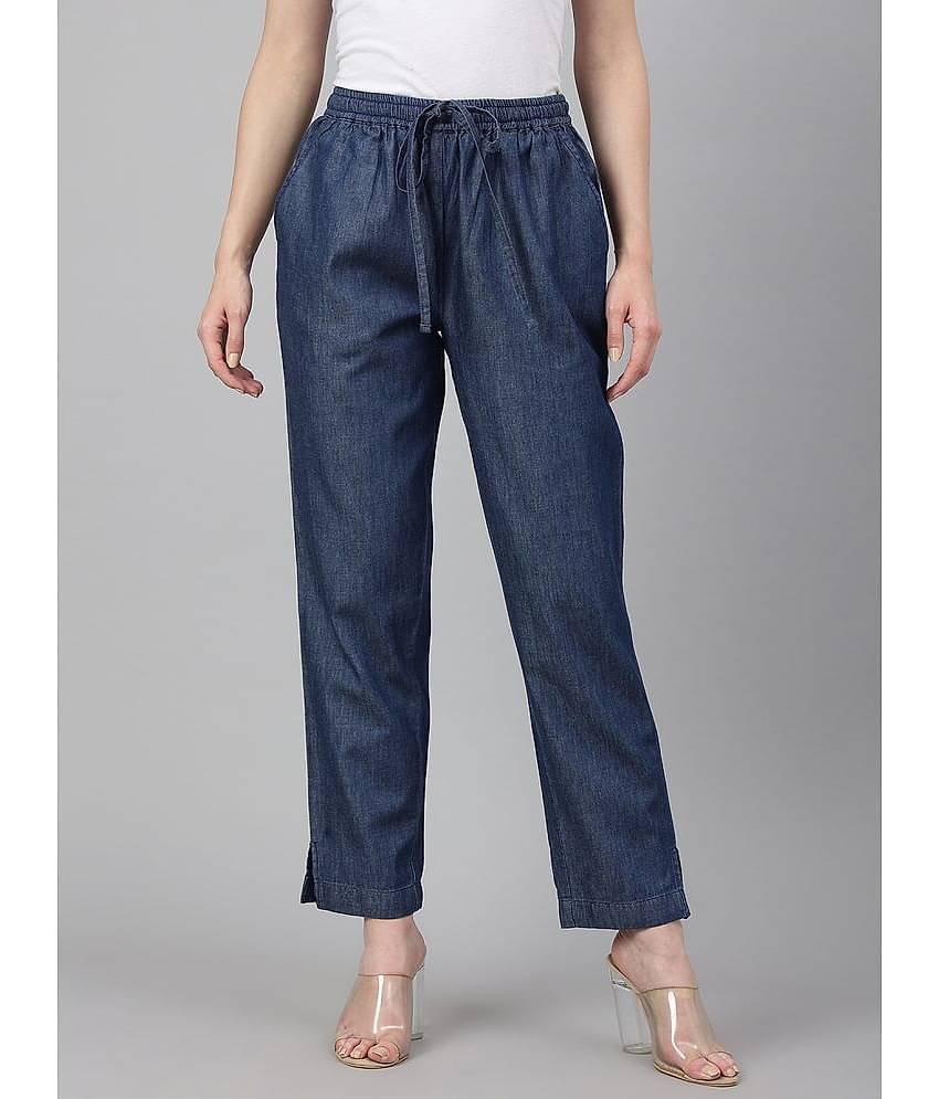 Janasya - Blue Denim Regular Women's Casual Pants ( Pack of 1 )