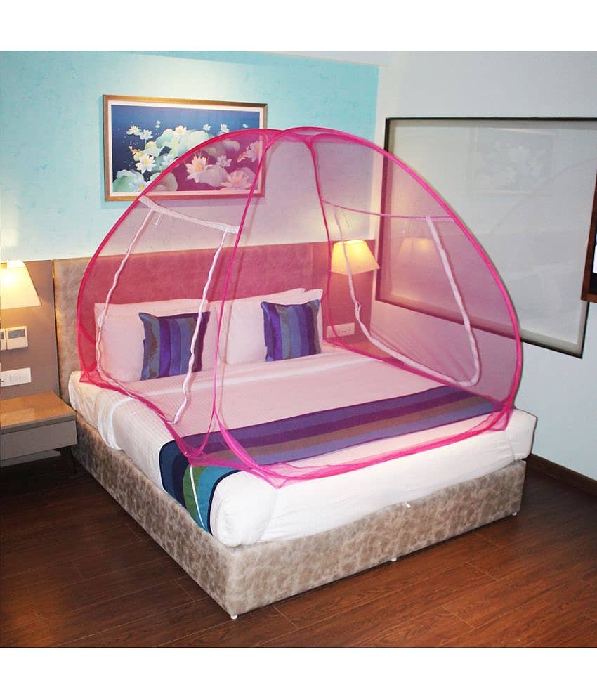 Silver Shine - Pink Polycotton Foldable Mosquito Net, Machardani ( Pack of 1 )