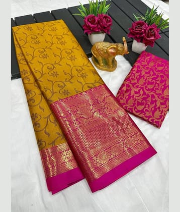 Aika Cotton Silk Woven Saree With Unstitched Blouse Piece ( Mustard )