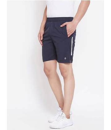 RANBOLT Navy Polyester Lycra Fitness Shorts