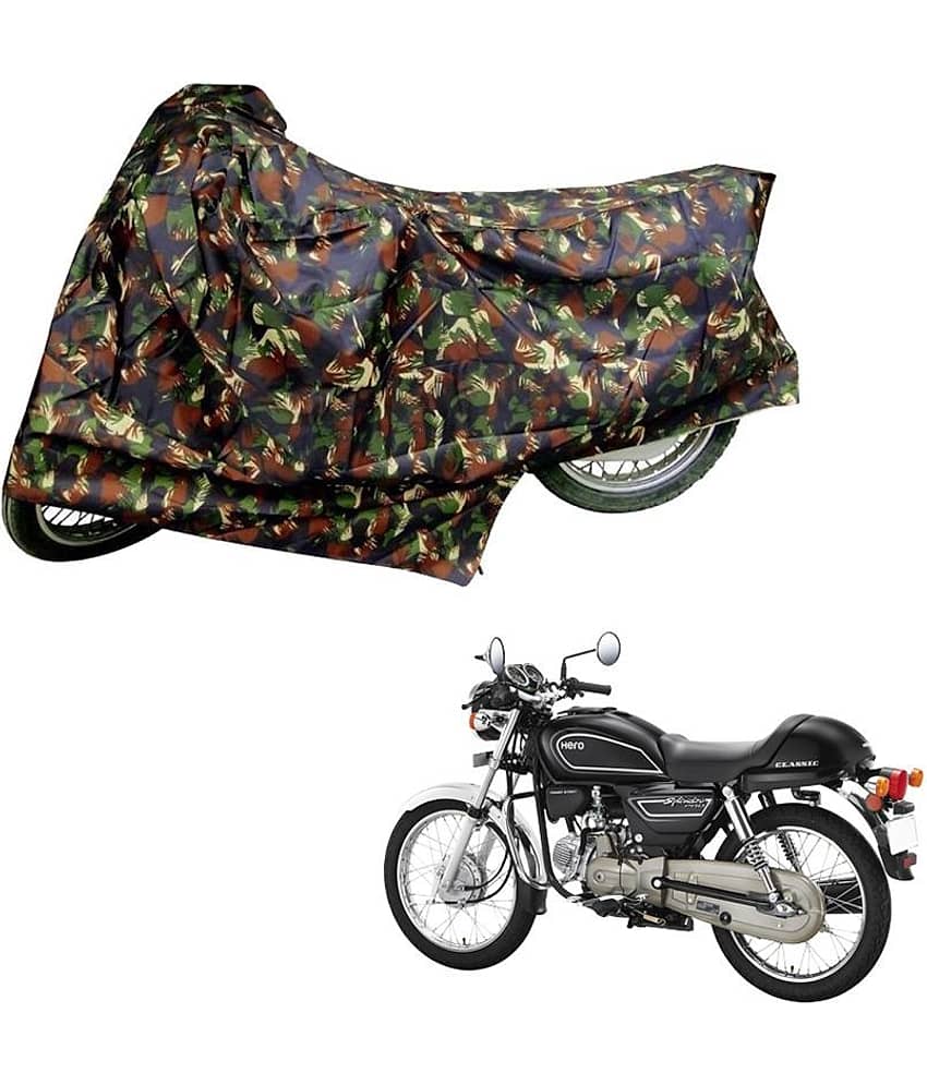 AutoRetail Dust Proof Two Wheeler Polyster Cover for Hero Splendor Pro Classic (Mirror Pocket, Jungle Color)