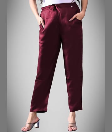 QuaClo - Wine Rayon Regular Women's Casual Pants ( Pack of 1 )