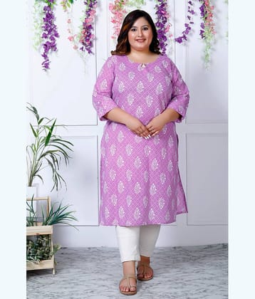 Swasti Cotton Printed Straight Women's Kurti - Purple ( Pack of 1 )
