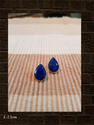 Lapis flat cut sterling silver studs