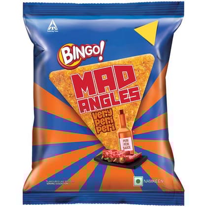 Bingo! Mad Angles Very Peri Peri - Corn-Based, Spicy Crunchy Chips, Perfect For Snacking, 30 g