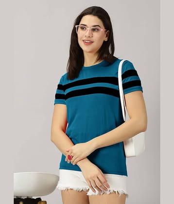 AUSK Women Cotton Blend Colorblock Regular Fit Round Neck T-Shirt ( Grey )