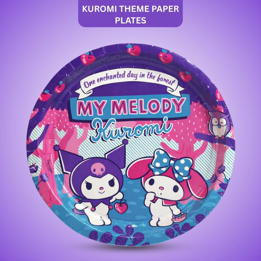 Kuromi Theme Birthday Paper Plates - 10.25 inches - 10PC - Party and Festive Needs | Buy online on ZillyBuy
