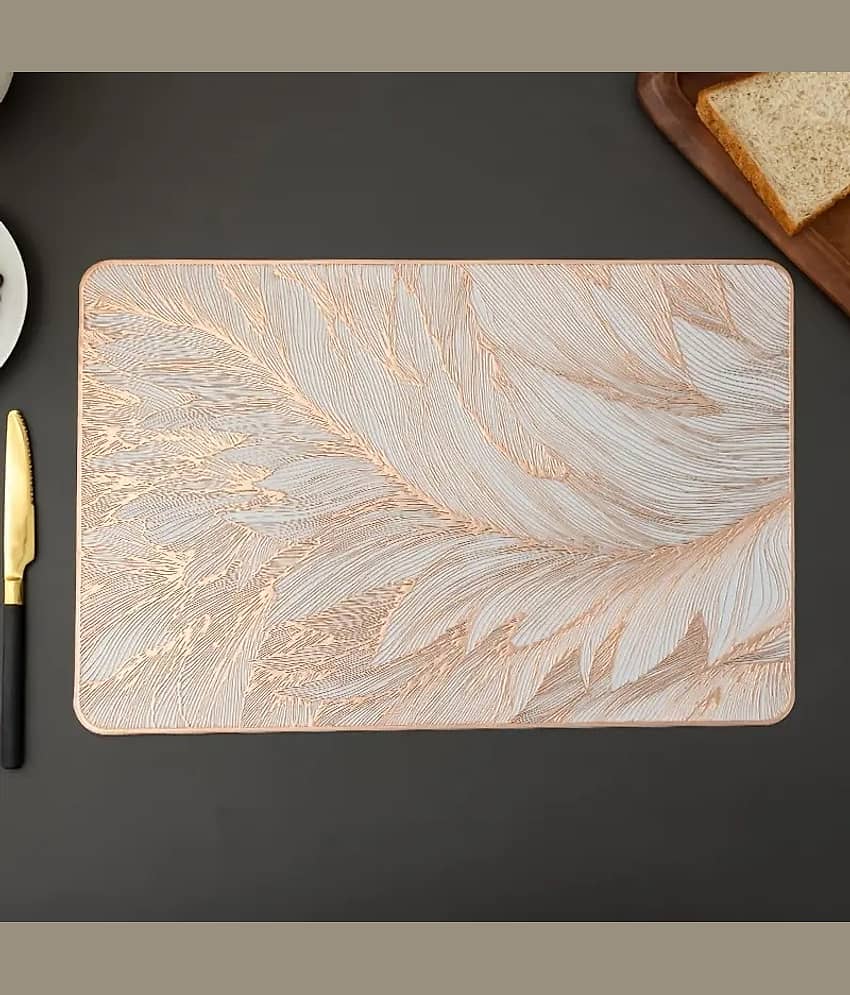 Dakshya Industries PVC Floral Rectangle Table Mats ( 45 cm x 30 cm ) Pack of 4 - Gold