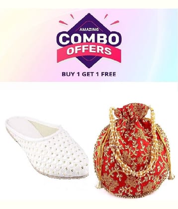 Anjaneya Creations White Women's Juttis