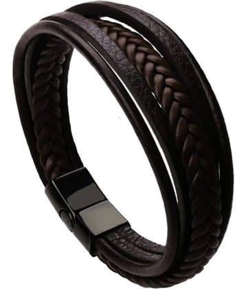 ZIVOM Brown Faux Leather Bracelets