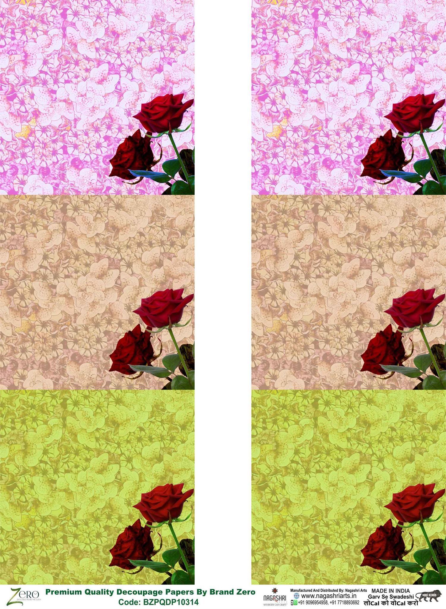 Brand Zero Premium Quality Decoupage Paper Pack of Two - Design Code: BZPQDP10314