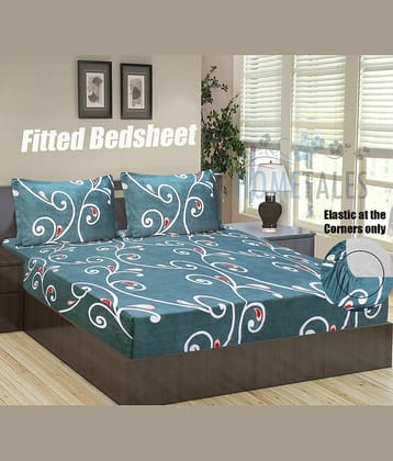 Home Candy Microfibre Floral 1 Bedsheet with 2 Pillow Covers - Blue