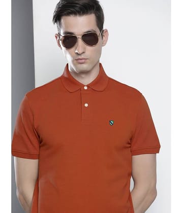 Merriment Pack of 1 Cotton Blend Regular Fit Solid Half Sleeves Men's Polo T Shirt ( Rust )