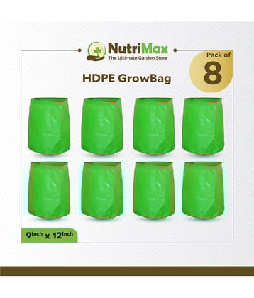 Nutrimax HDPE 200 GSM Growbags 9 inch x 12 inch Pack of 8 Outdoor Plant Bag