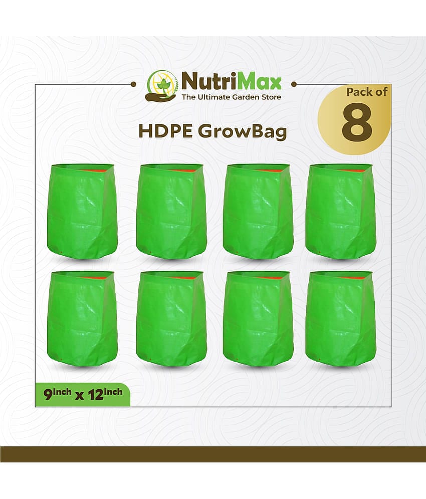 Nutrimax HDPE 200 GSM Growbags 9 inch x 12 inch Pack of 8 Outdoor Plant Bag