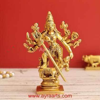 Brass Goddess Mahisasur Mardini Durga Avatar Statue - 5 Inch Height Brass Goddess Mahisasur Mardini Durga Avatar Statue - 5 Inch Height