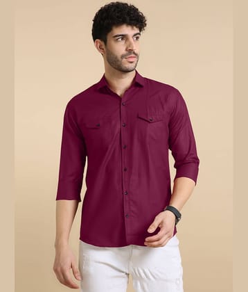 VTEXX Cotton Blend Regular Fit Solids Full Sleeves Men's Casual Shirt - Wine ( Pack of 1 )