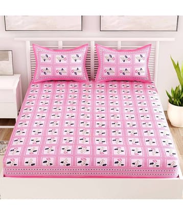Uniqchoice Cotton Double Bedsheet ( Pink )