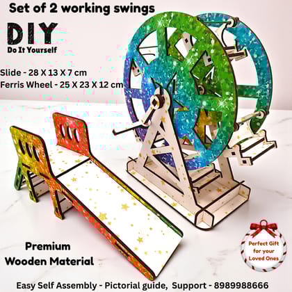 DIY Ferris Wheel & Slide Miniature Crafting Kit for Kids | Build Your Own Amusement Park Toy | Educational STEM & Creative Craft Activity