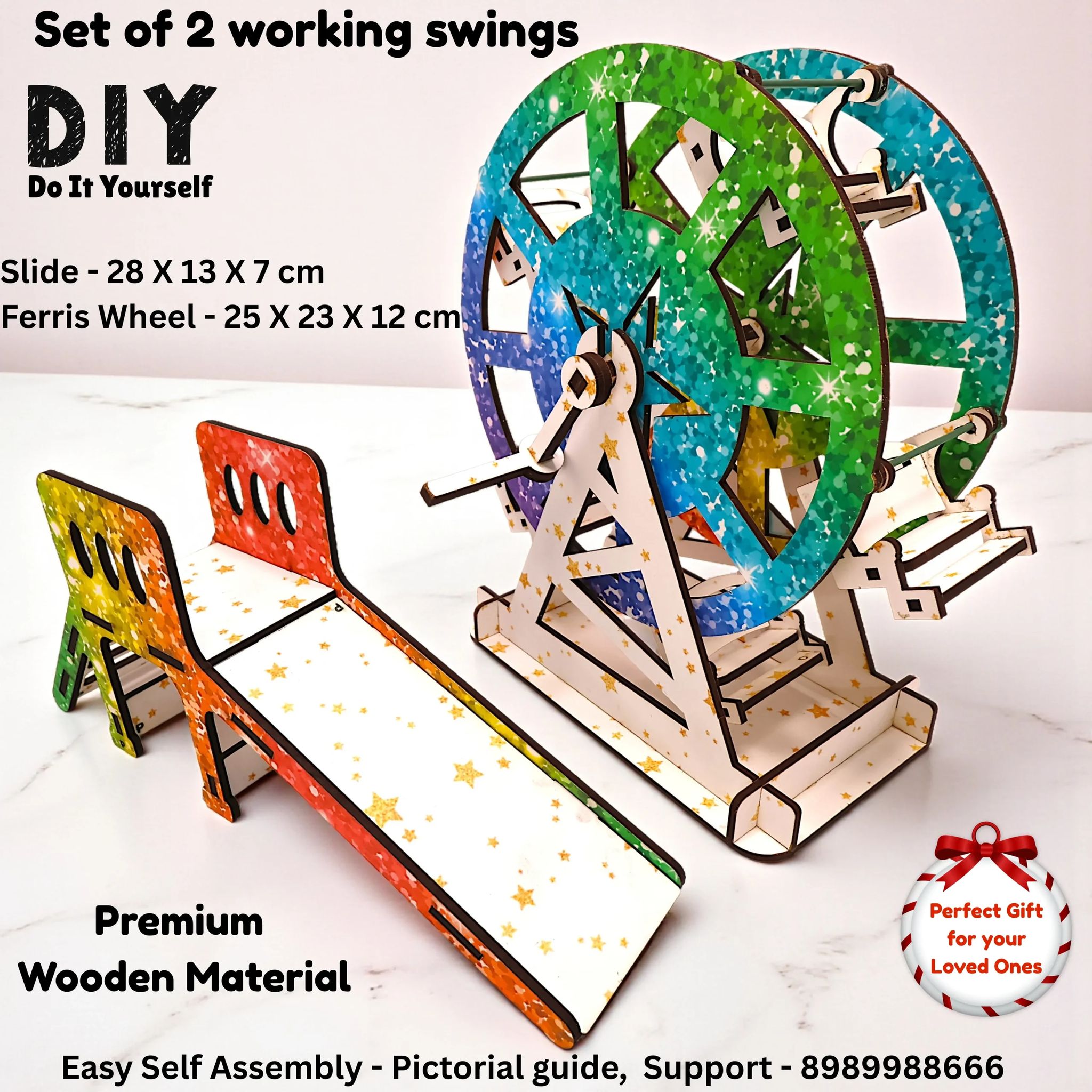 DIY Ferris Wheel & Slide Miniature Crafting Kit for Kids | Build Your Own Amusement Park Toy | Educational STEM & Creative Craft Activity