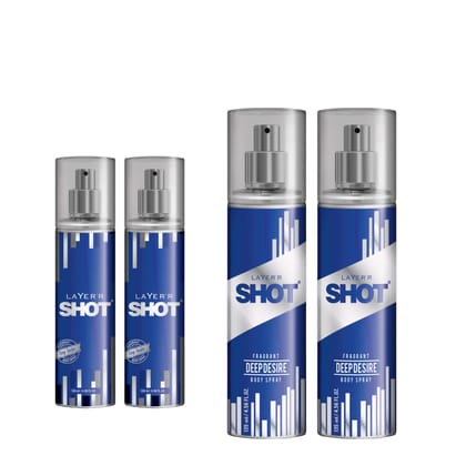 Layerr Shot Deep Desire Body Spray Combo for Men 2135ml | Premium Long-Lasting Aqua-Floral Fragrance with Warm Amber Finish | Bold Masculine Deodorant | Ideal Perfume For Daily Use | Gift For Men Layerr Shot Deep Desire Body Spray Combo for Men 2135ml | 