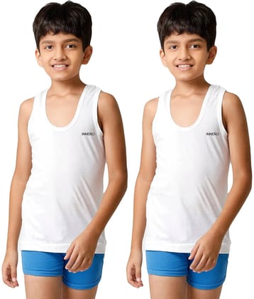 INNERO Pack of 10 Boys Cotton Vest ( White )