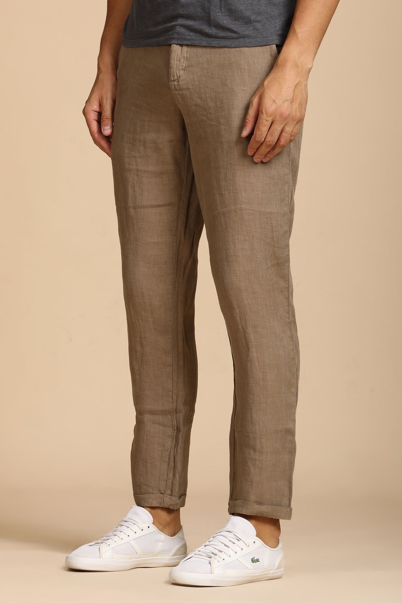 Lenovo - 100% Linen Trouser - Taupe-S-30 / TAUPE
