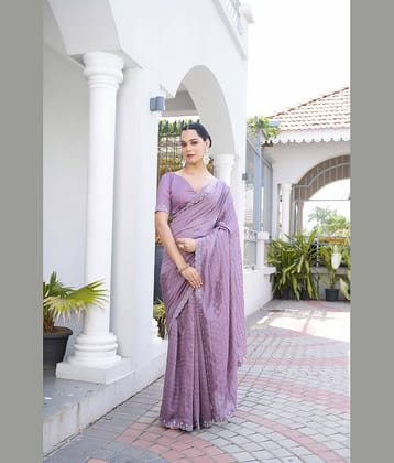 Sanwariya Silks Silk Blend Solid Bandhani Sarees With Unstitched Blouse Piece ( Lavender )