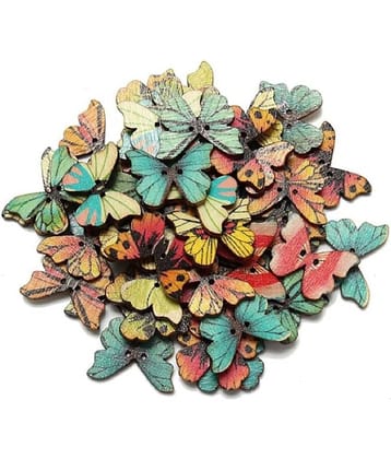 Vardhman Wood Multicolored Butterfly Shape Craft Wooden Buttons ( Pack of 1 )