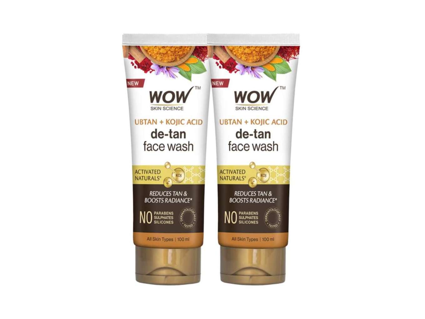 WOW Skin Science Ubtan Face Wash Tube - 100 ml - Pack of 2