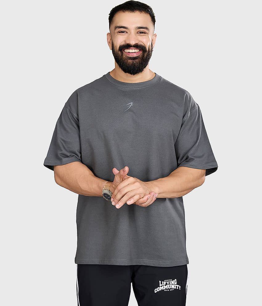 Fuaark Grey Cotton Oversized Fit Men's Sports T-Shirt ( Pack of 1 )