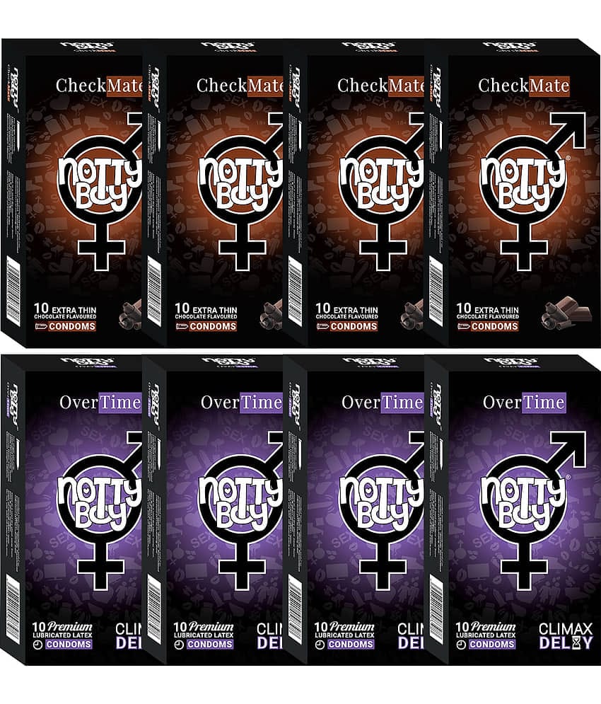 NottyBoy Chocolate Flavoured and Extra Delay Extra Time Condoms - 80 Units