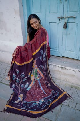 Batik Maheswari saree - Narmada- Ragini in the forest