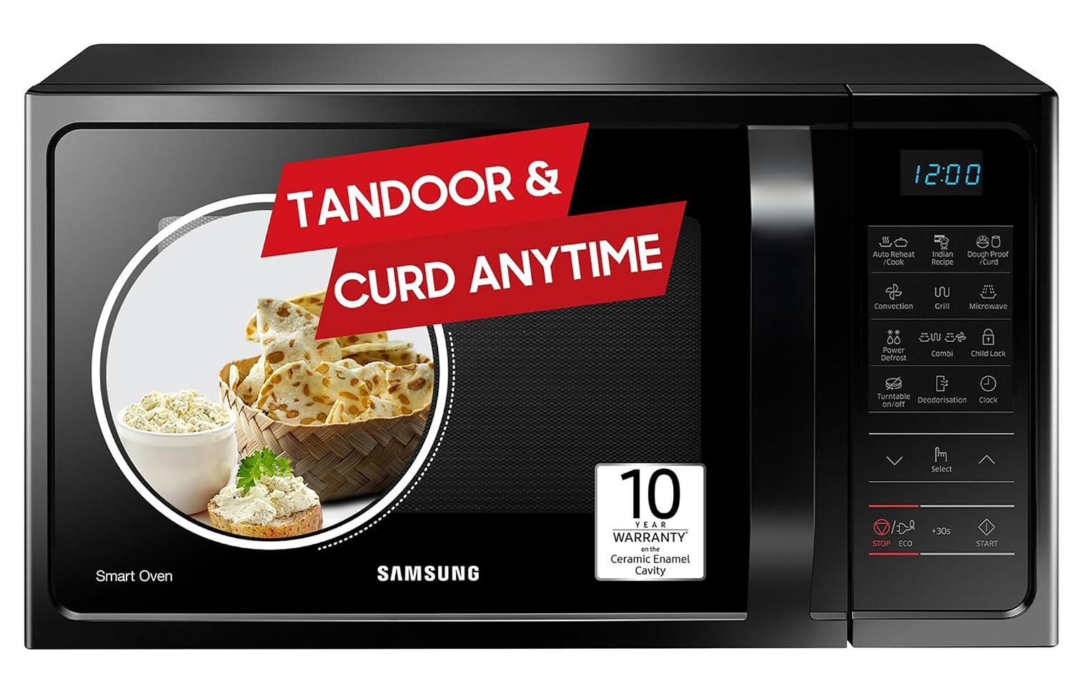 Samsung 28L, Convection Microwave Oven with Curd Making(MC28A5013AK/TL, Black, Ceramic Enamel Cavity with 10 Year Warranty) Samsung 28L, Convection Microwave Oven with Curd Making(MC28A5013AK/TL, Black, Ceramic Enamel Cavity with 10 Year Warranty) - Blac