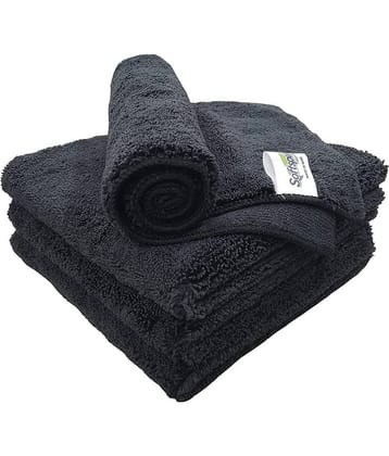 SOFTSPUN Microfiber High Loop Cleaning Cloths, 40x60 cms 4 pcs Towel Set 380 GSM (Black). Thick Lint & Streak-Free Multipurpose Cloths.