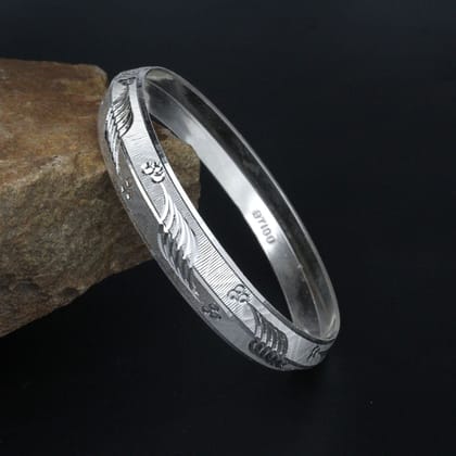 Real 990 Solid Silver Men's gorgeous Bangle Bracelet-Dia 6 CM (Circ 7.42 Inch)