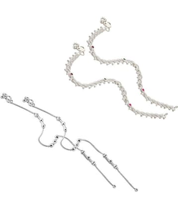 HEER COLLECTION - Silver Anklets ( Pack of 2 )