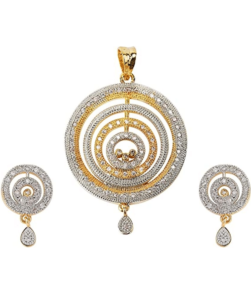 PUJVI - Silver Pendant set ( Pack of 1 )