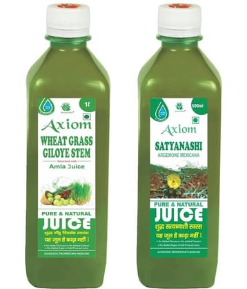 Axiom Satyanashi Juice 500Ml + Wheatgrassgiloye Stem Juice 1000Ml , Ayurvedic Juice Combo Pack