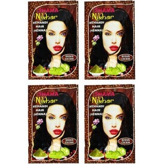 Shama Nikhar Henna Mehandi Brown Hair Colour - 45g (Pack Of 4)