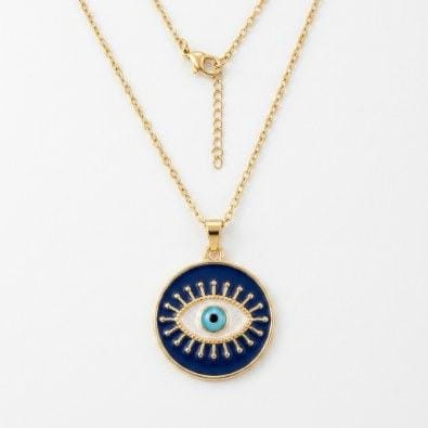 Evil Eye Round Medallion Necklace | Gold-Tone Anti-Tarnish Imitation Jewellery