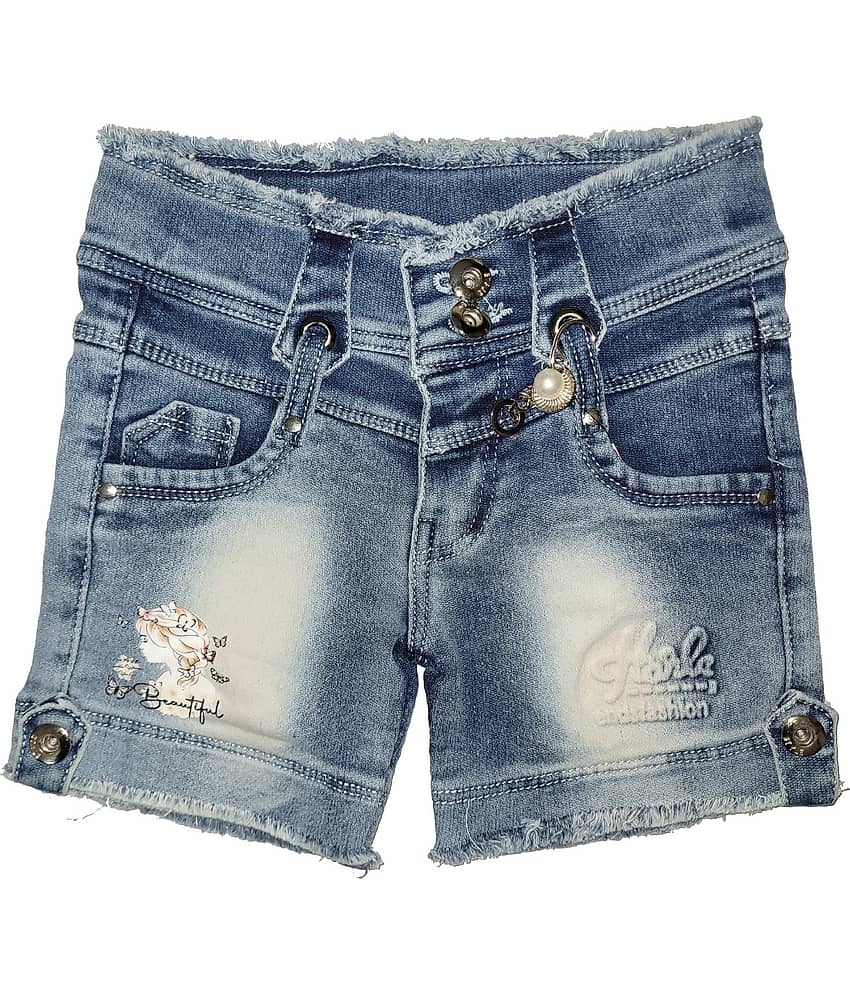 Arshia Fashions Pack of 1 Girls Denim Hot Pants ( Blue )