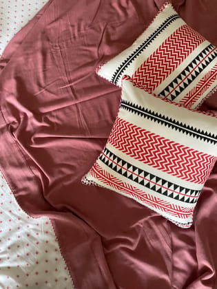 KRI India The Minimalist BRW Geometric Stripe Cushion Covers|16x16 inches | Black, Red & White  | Wash & Care | 100% Cotton | Handcrafted in India. 100% organic & natural.