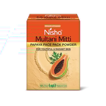 Nisha Multani Mitti Papaya Face Pack Powder 100g, Fuller’s Earth Powder, Natural Oil Control, Acne & Tan Removal