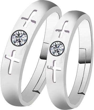 Silverplated Solitaire His and Her Adjustable proposal Same couple ring For Men And Women Jewellery