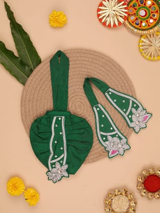 Saawan Sugandh Emerald Green Lehenga Dhoti with Patka & Shringar Set-2 inch / Emerald Green