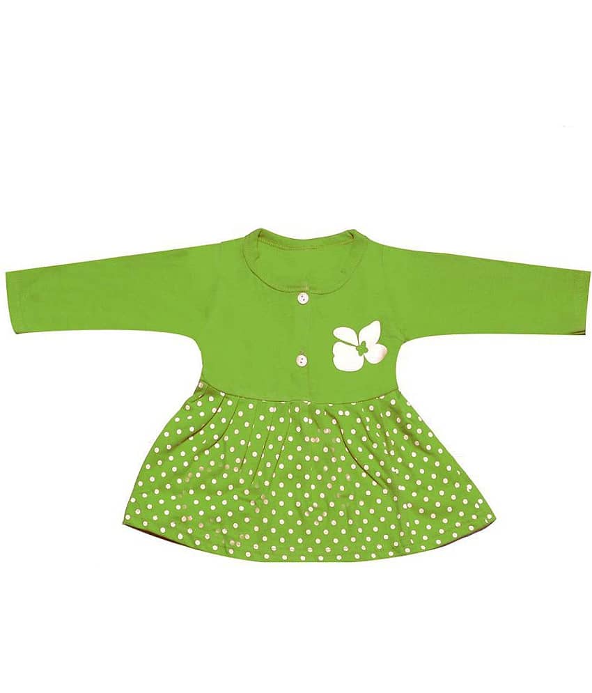 Babeezworld Baby Girls 100% Cotton Frocks ( Green )